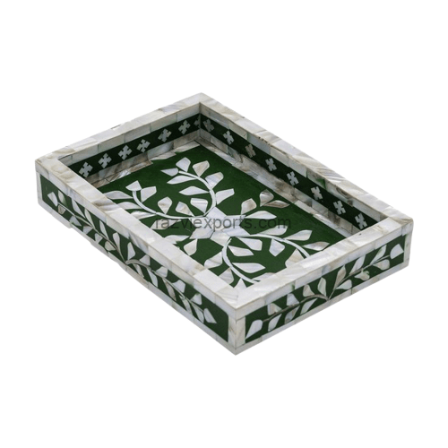 Rectangle Mother of Pearl Inlay Tray Green