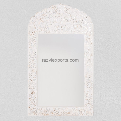 White Mother of Pearl Inlay Mirror | MOP Wall Mirror Razvi Exports
