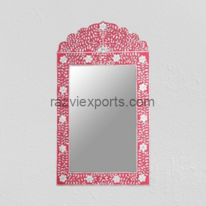 Red Mother of Pearl Wall Mirror