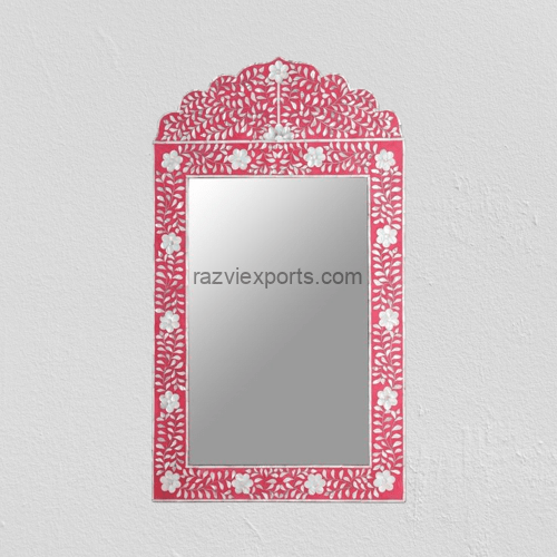 Red Mother of Pearl Inlay Wall Mirror | MOP Wall Mirror