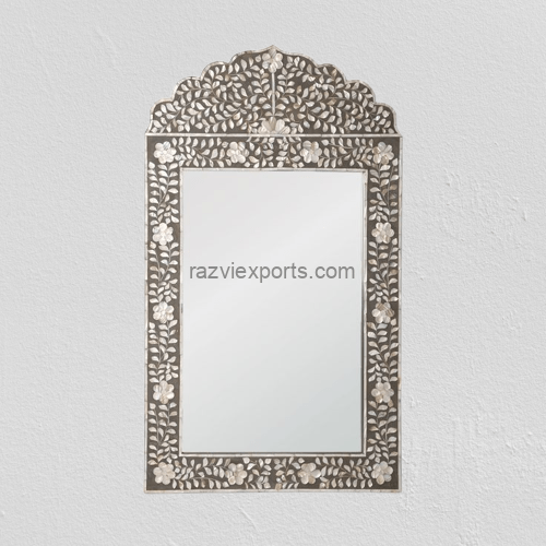 Brown Round Mother of Pearl Mirror | MOP Wall Mirror