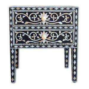 Bone and Mother of Pearl Inlay Products Catalouge 6 Mother of Pearl Inlay Nightstand Bedside Table with Drawers