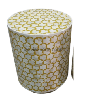 Geometric Mother of Pearl Inlay Stool Bulk Quantity | MOP Stool