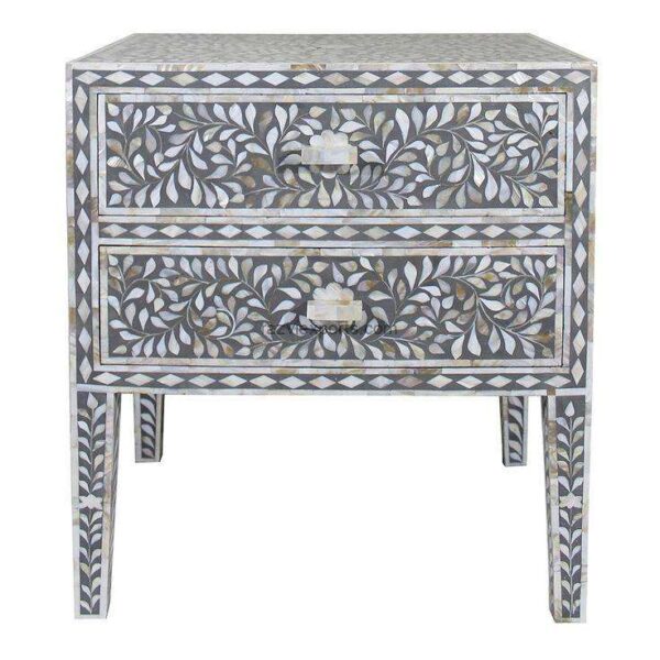 Mother of Pearl Inlay Nightstand Bedside Table with Drawer