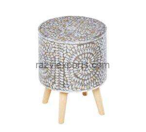 Mother of pearl inlay end table | Mop side table