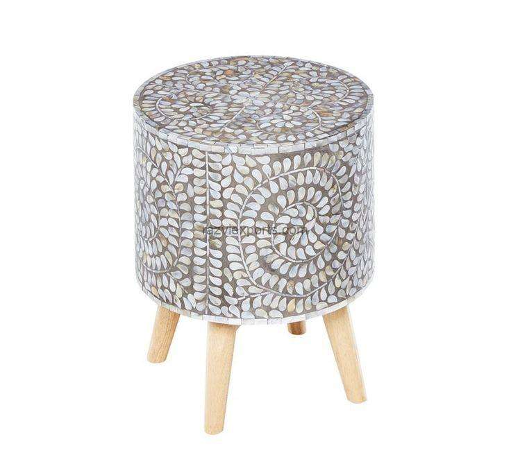 Floral Mother of Pearl End Table | MOP Side Table Razvi Exports 1 Mother of pearl inlay end table | Mop side table