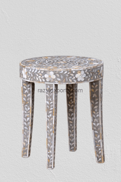 Floral Mother of Pearl End Table