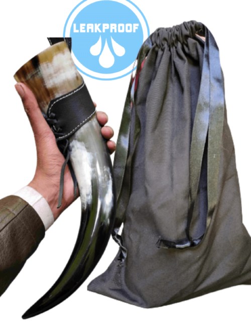 Best Viking Drinking Horn with Leather Belt Holder 16 to 18 oz | For B2B