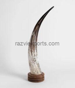 Wooden base standing decorative horn