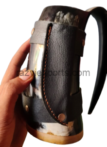 Viking Drinking horn mug with leather knife holder manufacturer