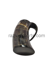 Natural Buffalo horn ruff finished viking drinking horn mug