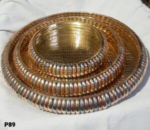 brass handicraft products Brass Tray set with round manufacturer in india