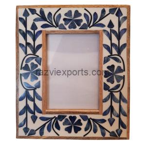 Floral Blue bone inlaid picture frame manufacturer in india