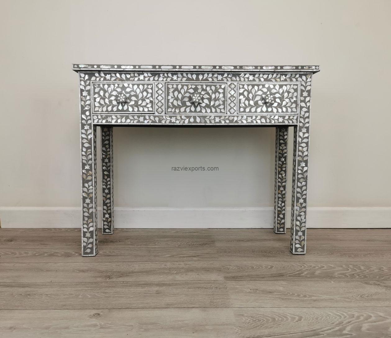 Mother of pearl Inlaid Console Table with drawers manufacturer in india