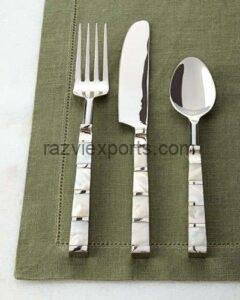 Mother of pearl inalaid handle Steel cutlery set manufacturer in india