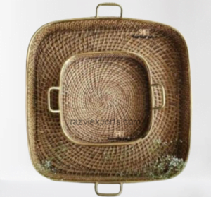 Rattan square tray with handle manufacturer & supplier in india