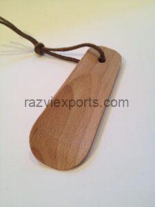 Wooden shoe horn with leather stripe manufacturer in india