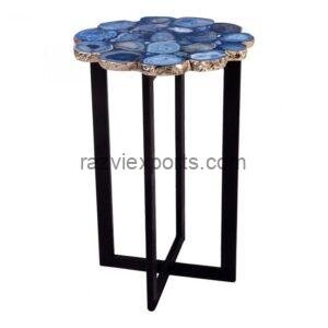 blue agate table with metal stand manufacturer and supplier in india