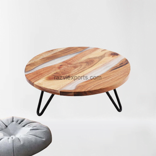 wood and epoxy round cake standmanufacturer & supplier in india