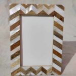 Wood and mother of pearl inlaid photo frame