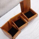 Wooden square Jewelry storage box with lid wide opened