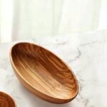 acacia wood oval shape bowl