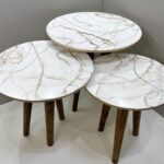 enameled top wooden table set