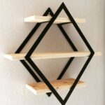 pine wood and metal products wall hanging shelf