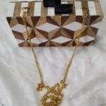 wood and resin inlaid clutch night bag