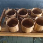 wooden Cup and tray set