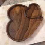 wooden Heart shape tray dark brown