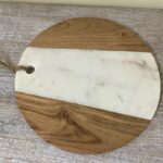 wooden and marble round chopping board