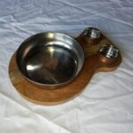 wooden and steel ash tray