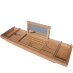 wooden bath tray with mirror