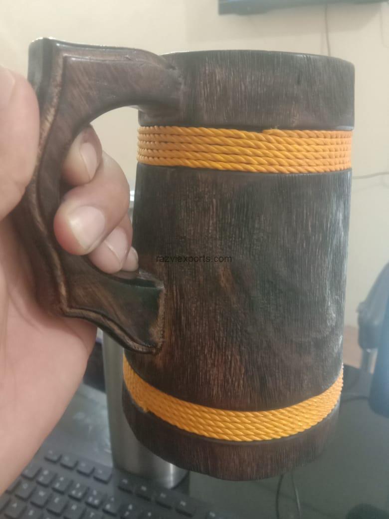 wooden beer drinking mug