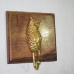 wooden brass hanger owl shaped