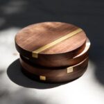 wooden brass inlaid coasters set