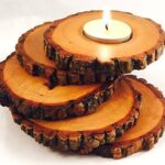 wooden candle holder with four t lights