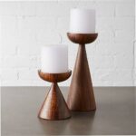 wooden candle stands set