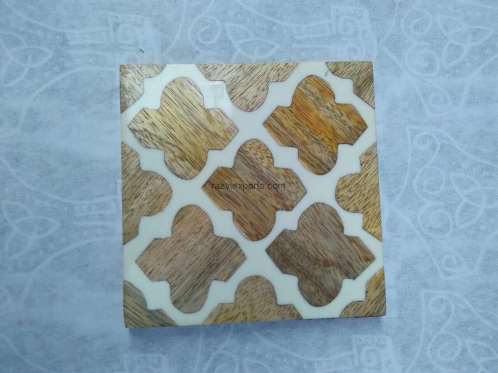 wooden inalid square coaster