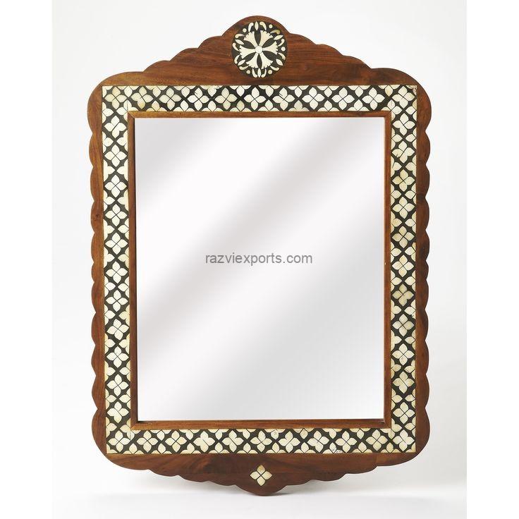 wooden mirror frame with mother of pearls inlaid