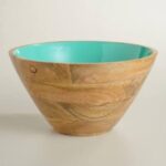 wooden round bowl with enameled