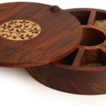 wooden round spice box