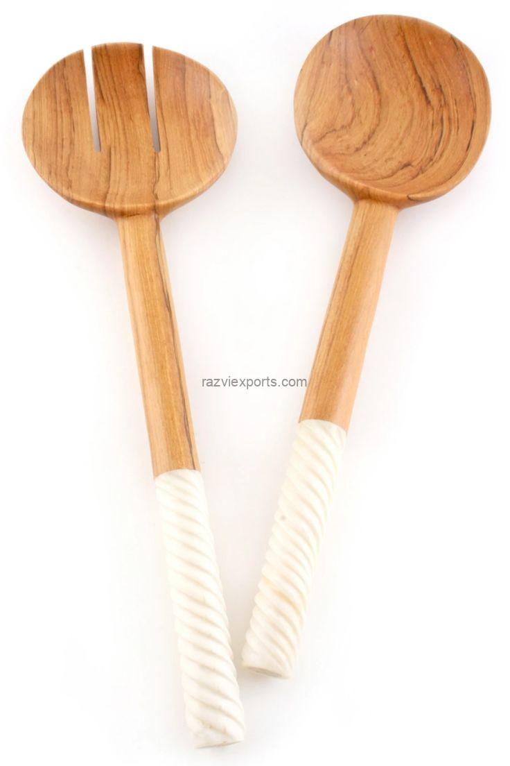 wooden spoon set bone handle