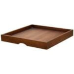 wooden squre tray dark brown below handles