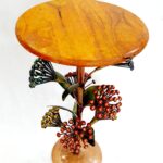 wooden table with decorative branches