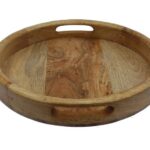 wooden tray round with handle