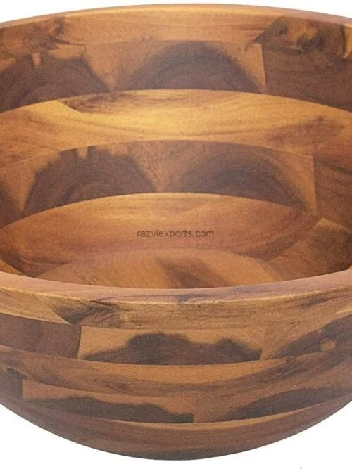 wooden bowl made with acacia wood Razvi Exports