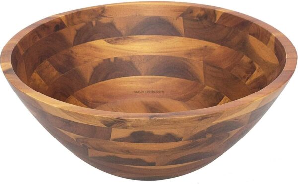 wooden bowl made with acacia wood Razvi Exports