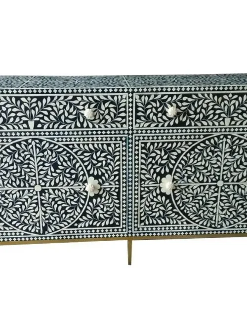 Antique Bone Inlay Chest of Drawers with 2 Cabinet Blue Dresser- Manufacturer 2